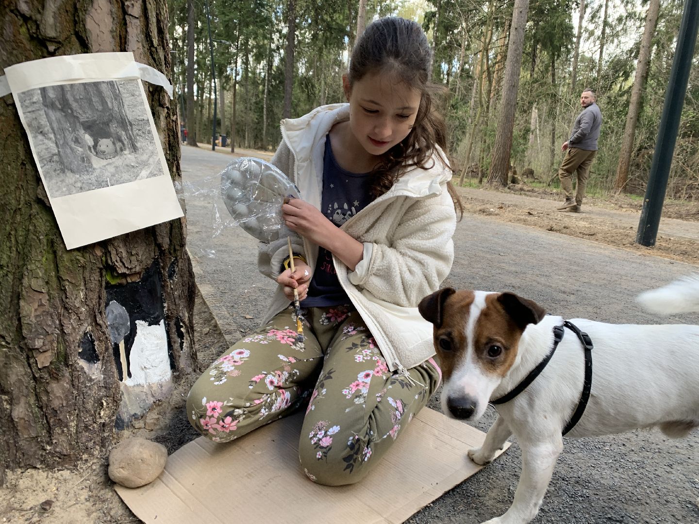 Балашиха, Подмосковье, субботники, Ольгинской лесопарк художники, рисунки на деревьях