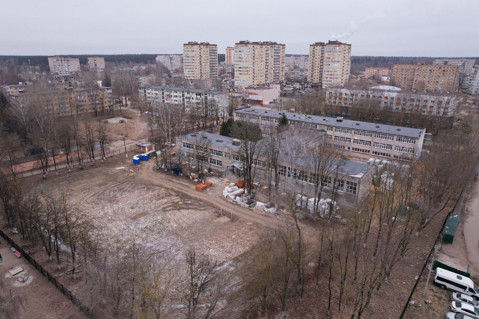 видео с коптера, воскресенск, гимназия,