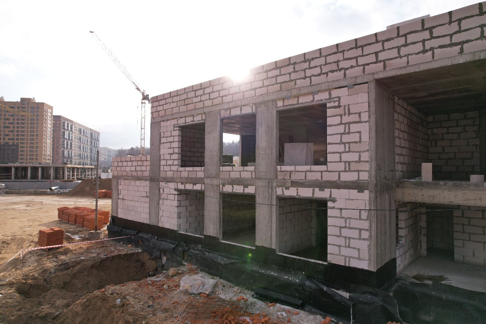 видео с коптера, люберцы, детский сад, строительство,