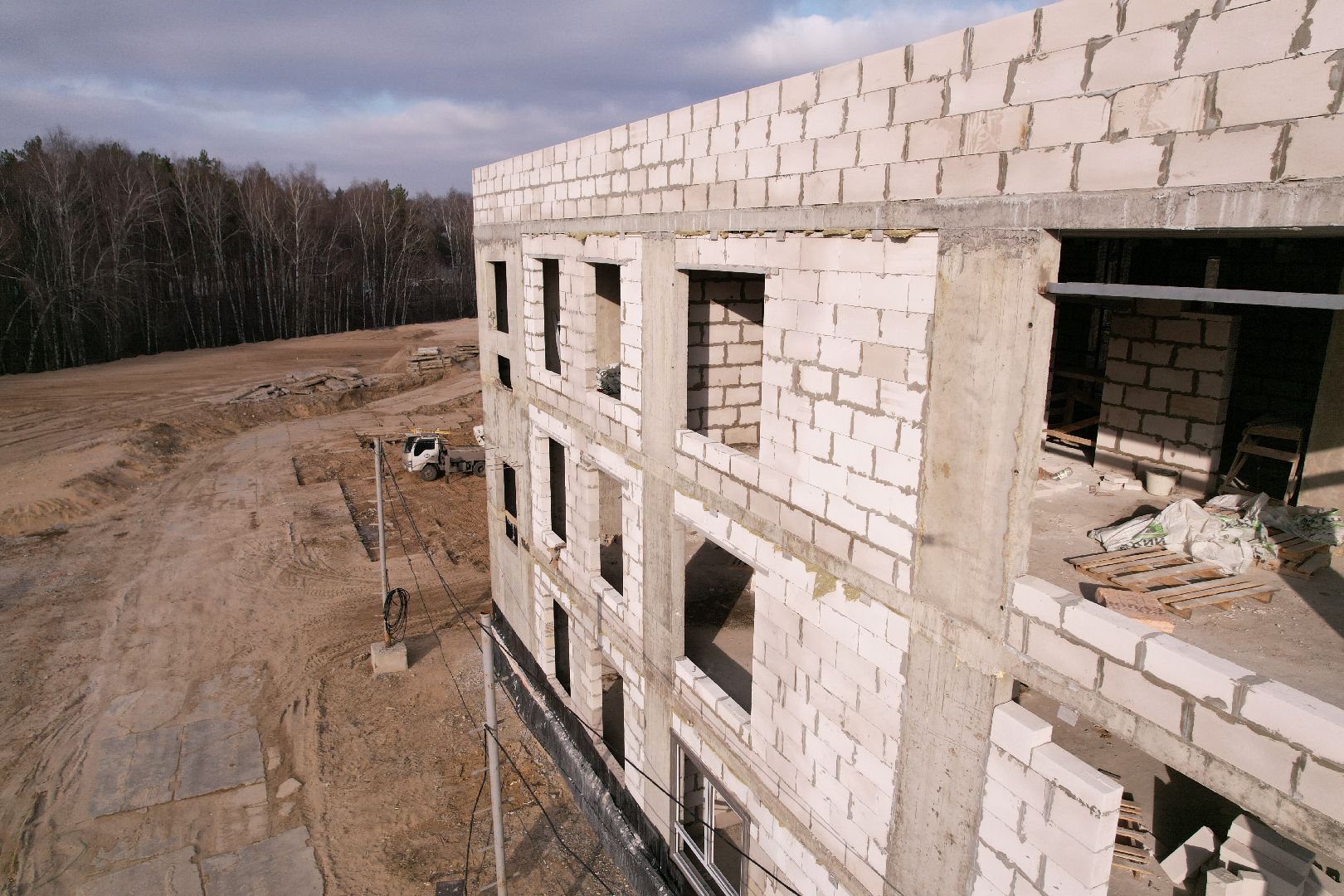 видео с коптера, люберцы, детский сад, строительство,