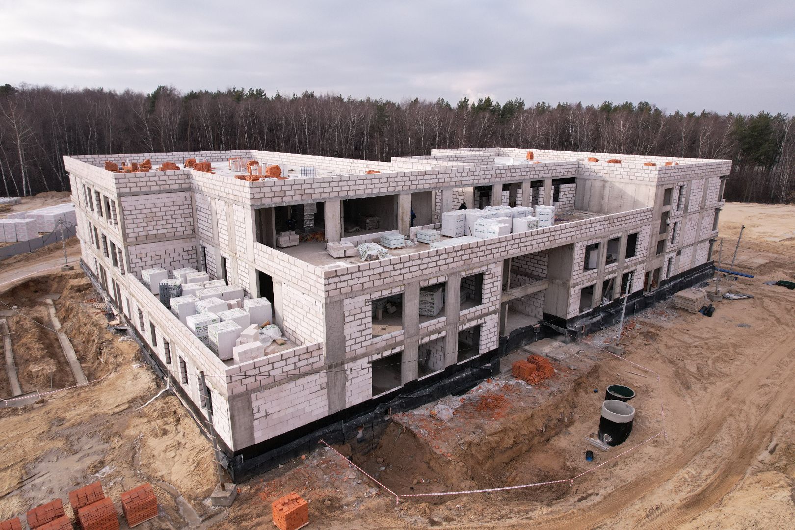 видео с коптера, люберцы, детский сад, строительство,