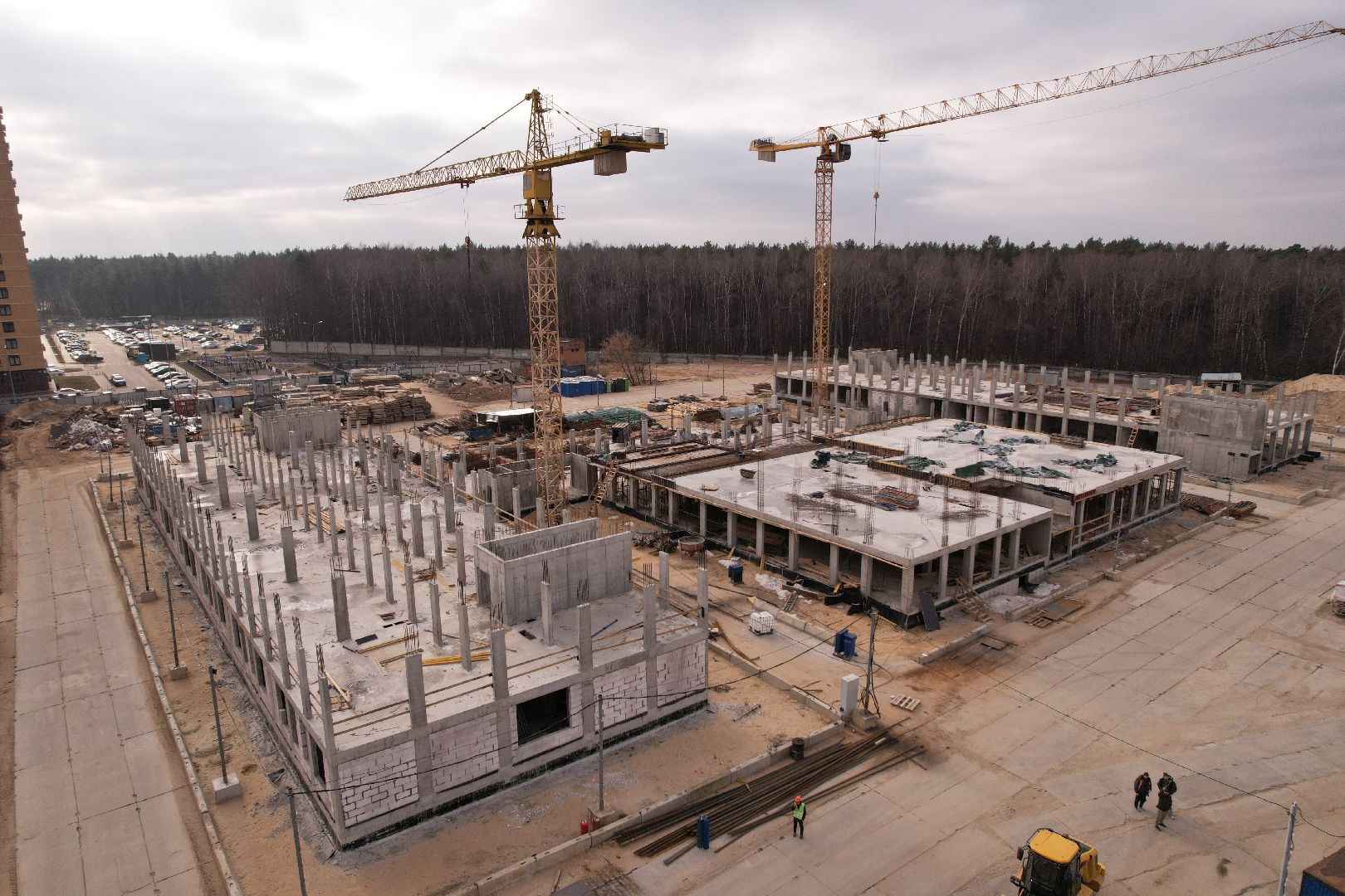 видео с коптера, школа, люберцы, строительство,