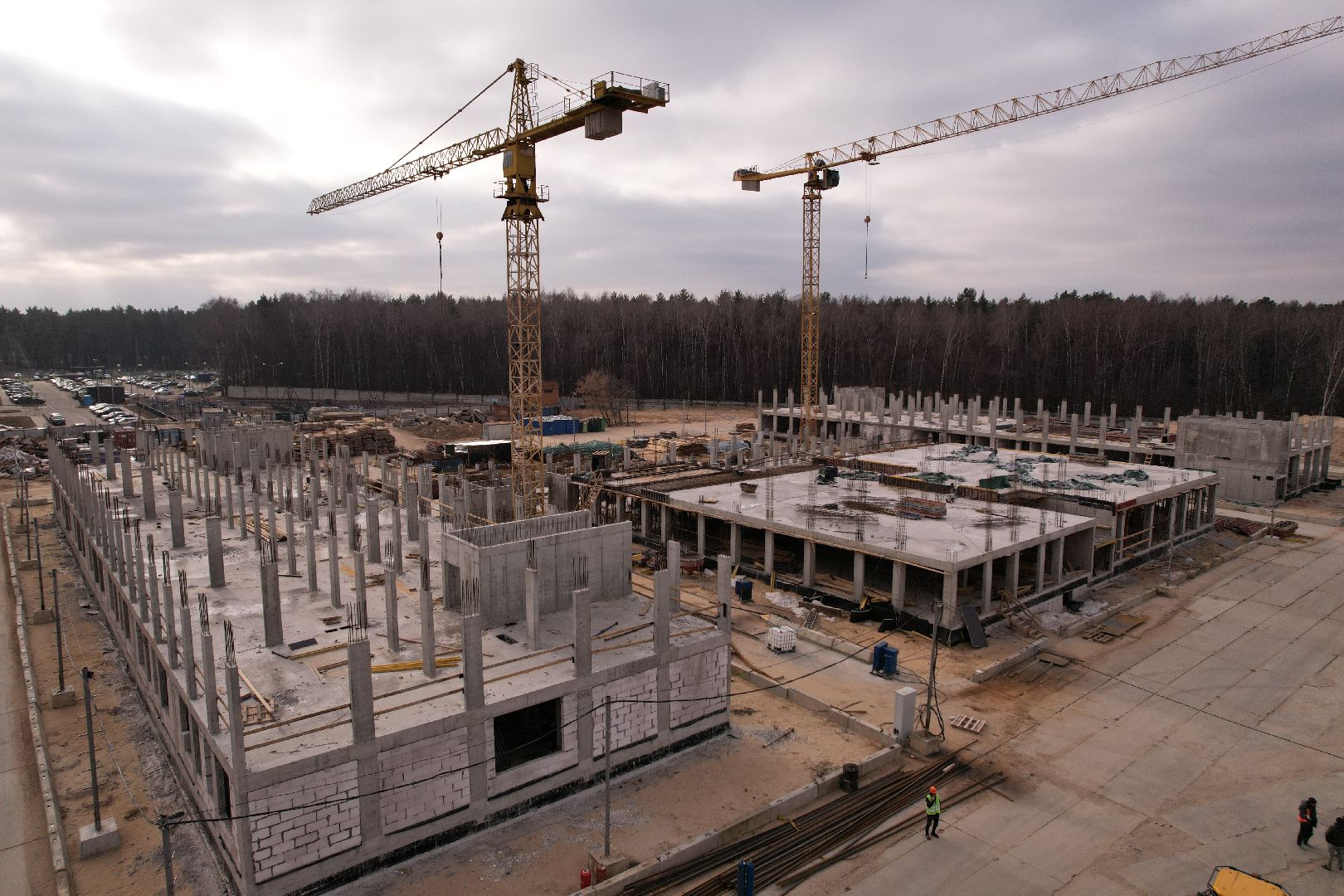 видео с коптера, школа, люберцы, строительство,