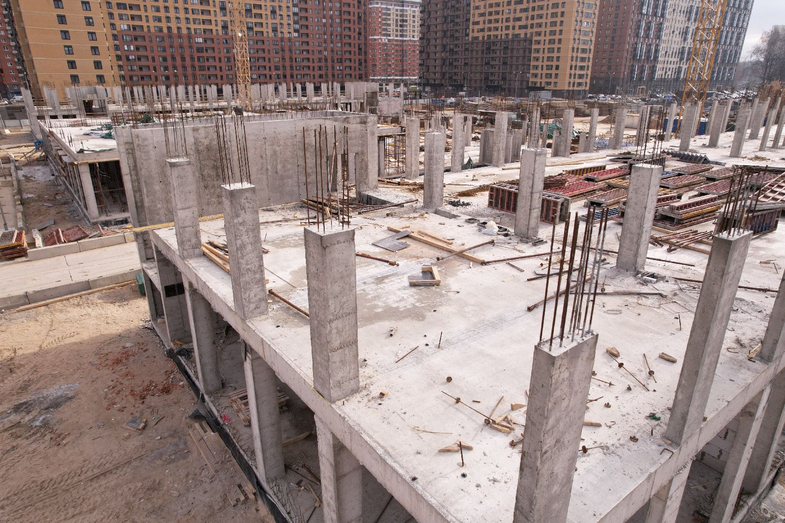 видео с коптера, школа, люберцы, строительство,