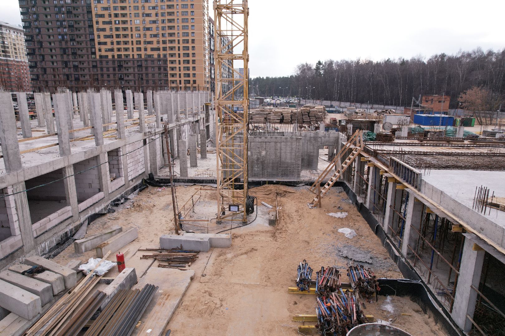 видео с коптера, школа, люберцы, строительство,