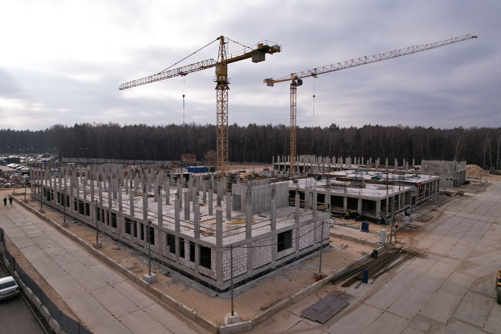 видео с коптера, школа, люберцы, строительство,