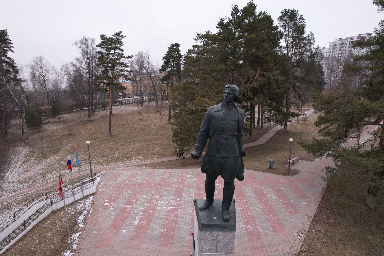 видео с коптера, подольск, памятник Талалихину,