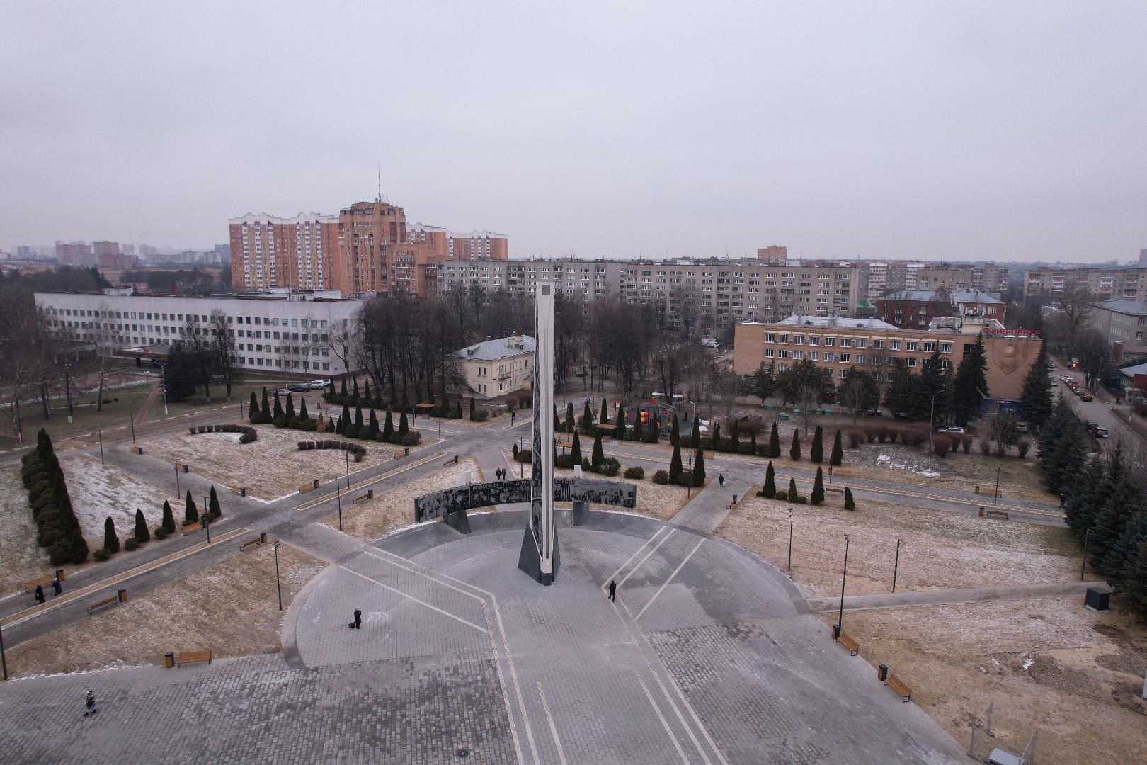 видео с коптера, подольск, стела город трудовой доблести,