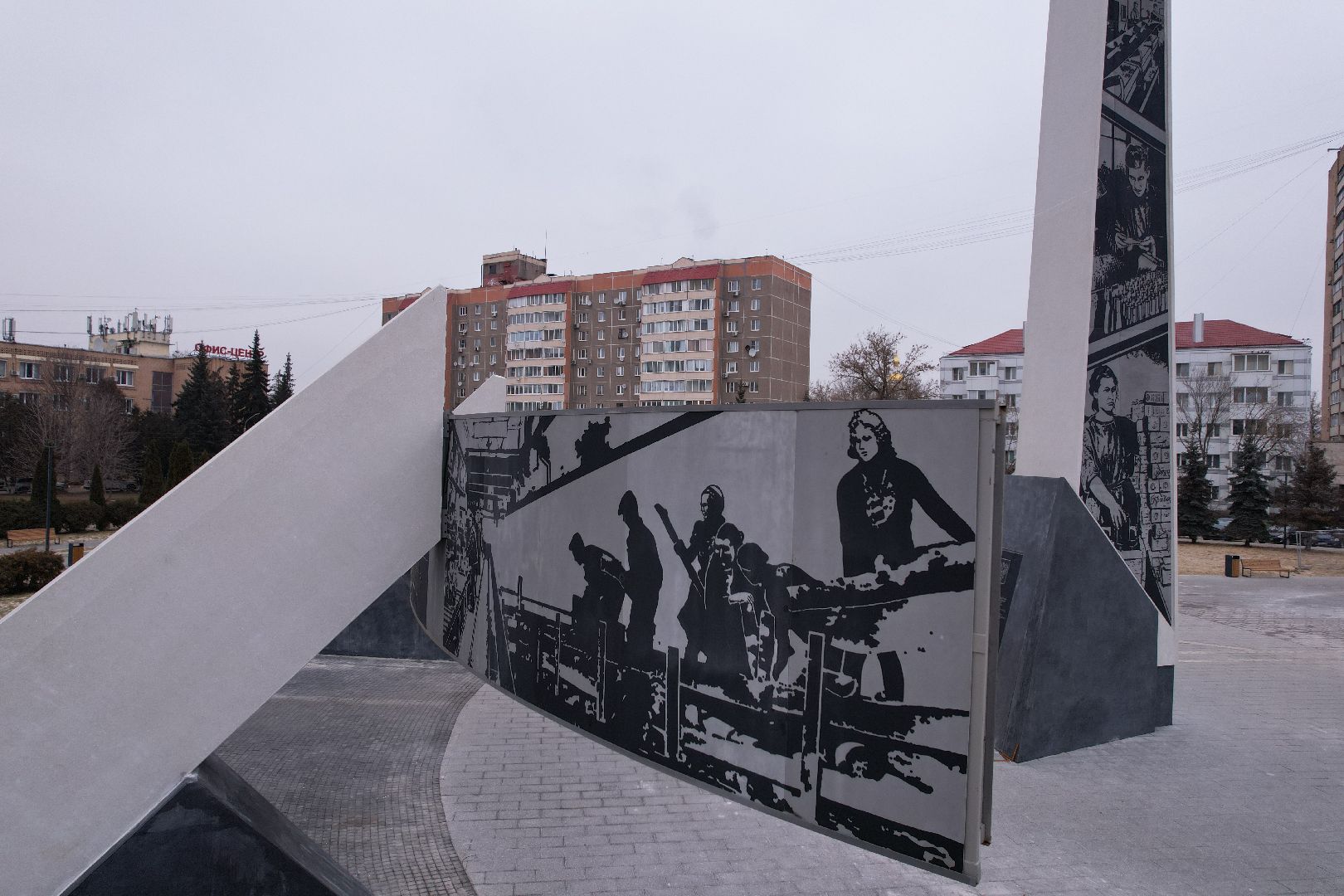 видео с коптера, подольск, стела город трудовой доблести,