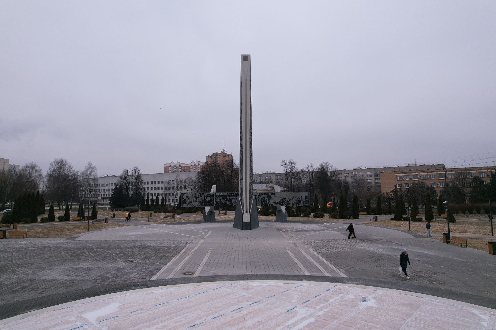 видео с коптера, подольск, стела город трудовой доблести,