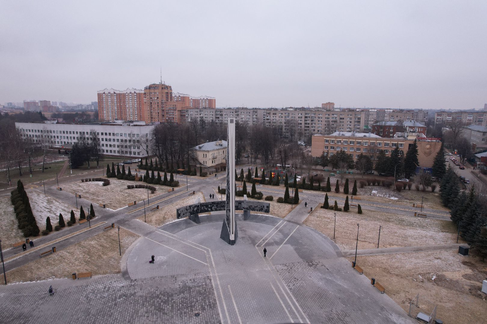 видео с коптера, подольск, стела город трудовой доблести,