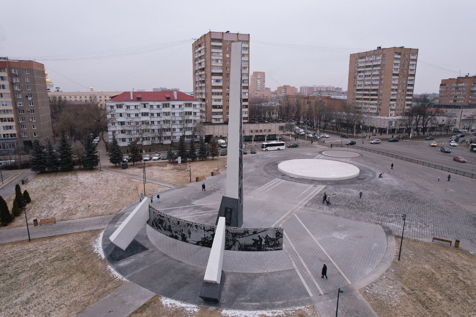 видео с коптера, подольск, стела город трудовой доблести,