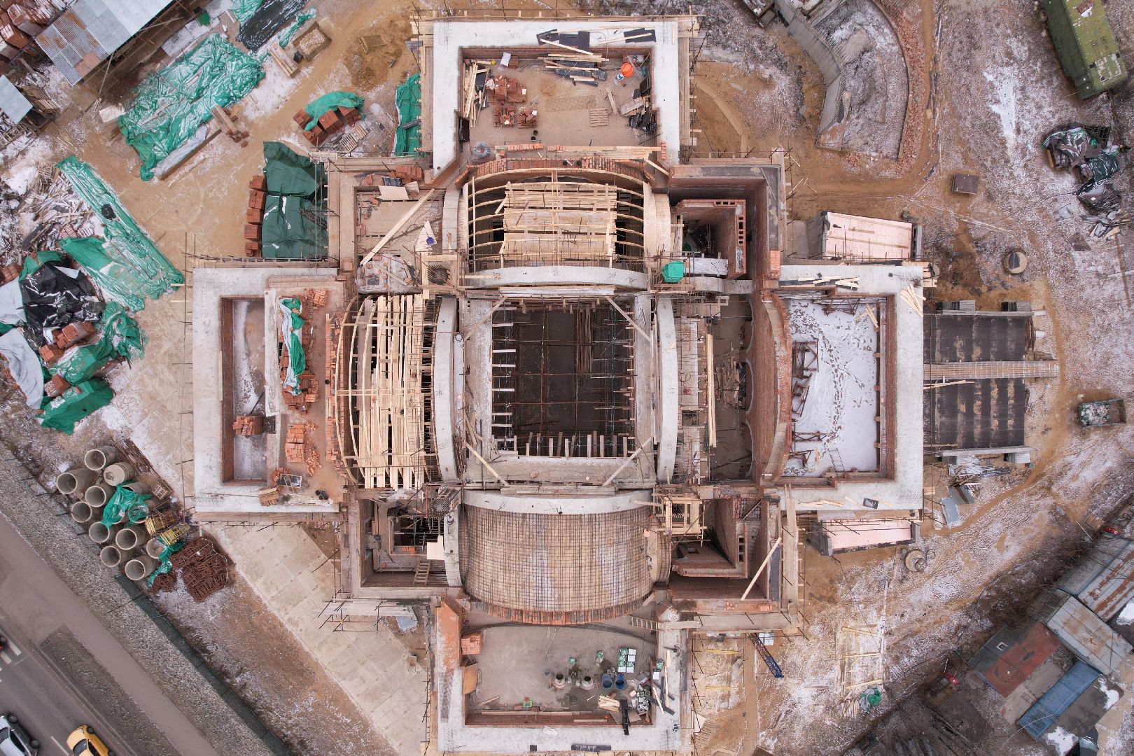 видео с коптера, подольск, строительство храма,