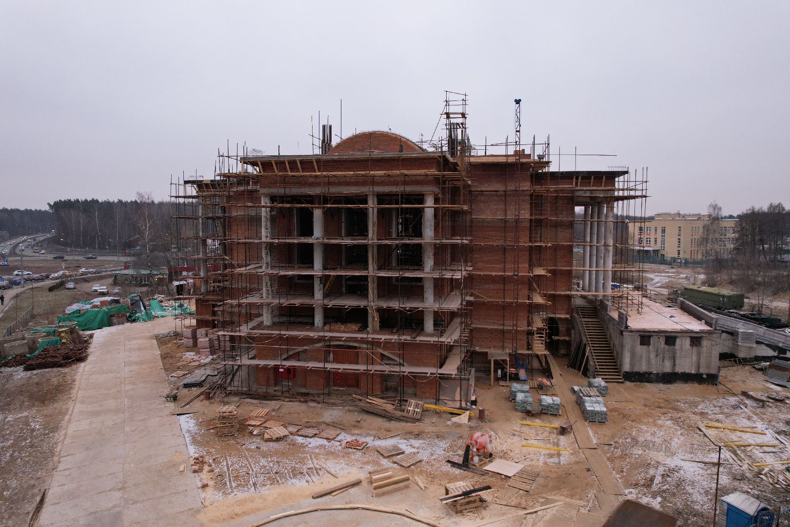 видео с коптера, подольск, строительство храма,