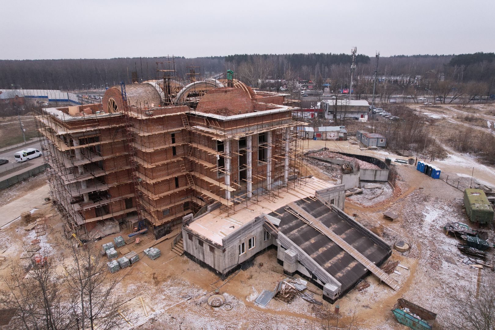 видео с коптера, подольск, строительство храма,