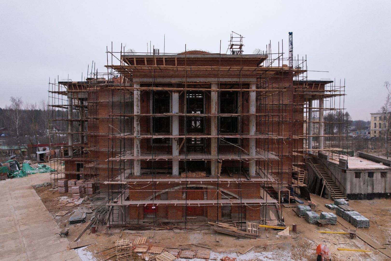 видео с коптера, подольск, строительство храма,