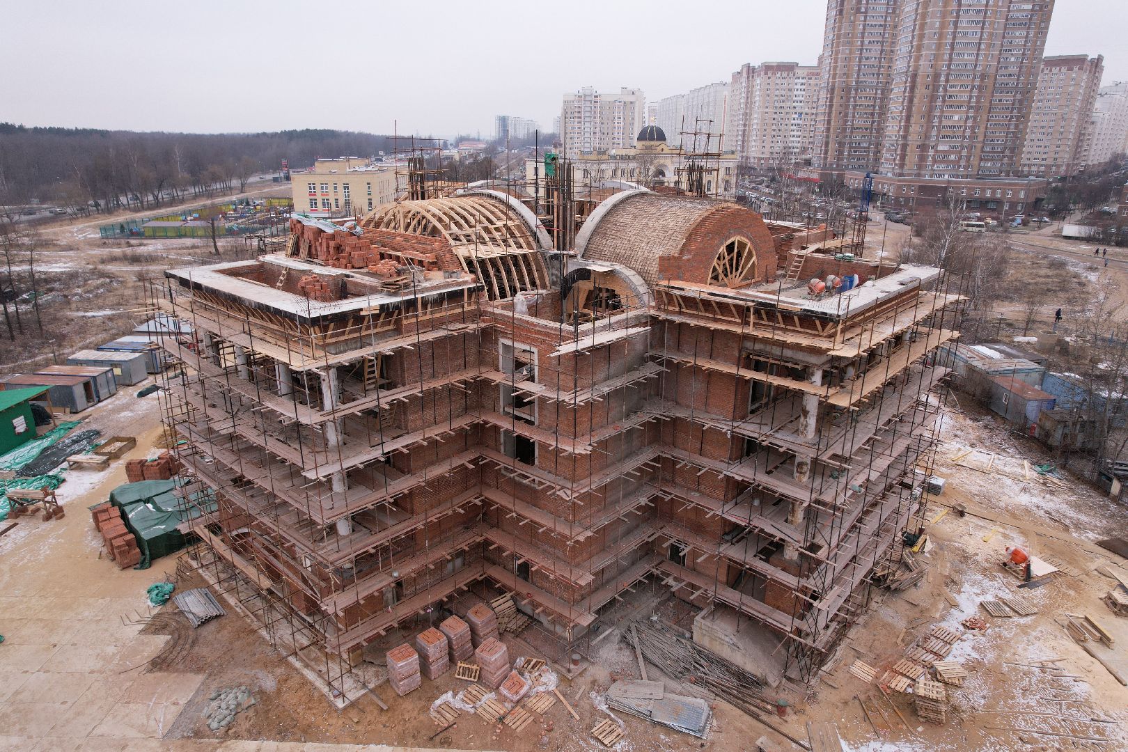 видео с коптера, подольск, строительство храма,