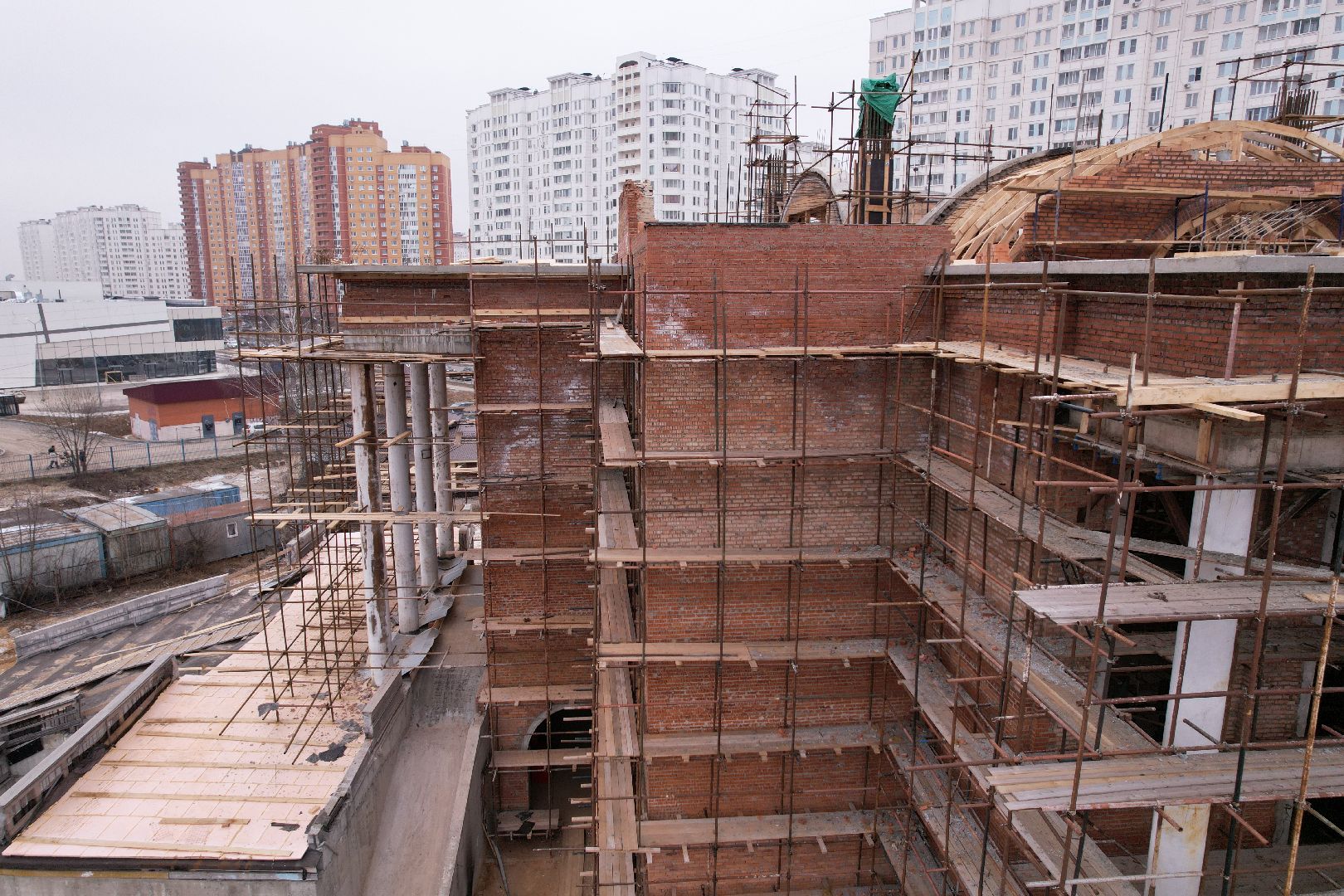 видео с коптера, подольск, строительство храма,