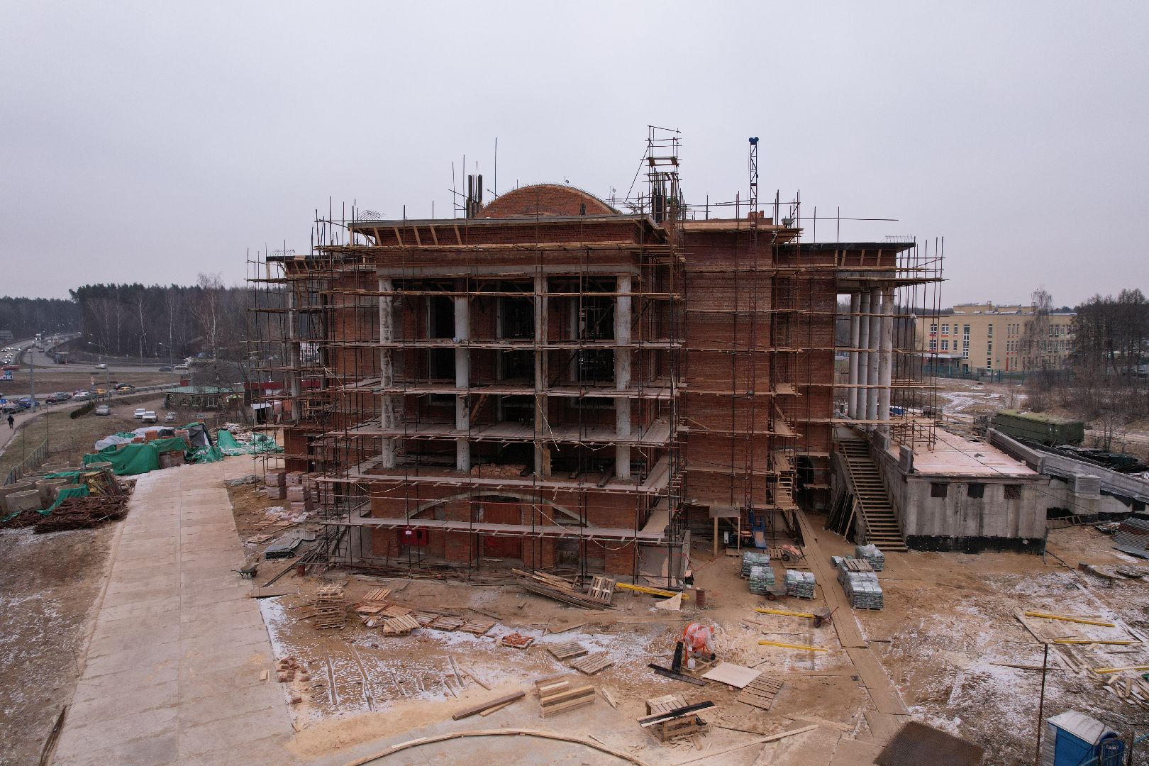 видео с коптера, подольск, строительство храма,