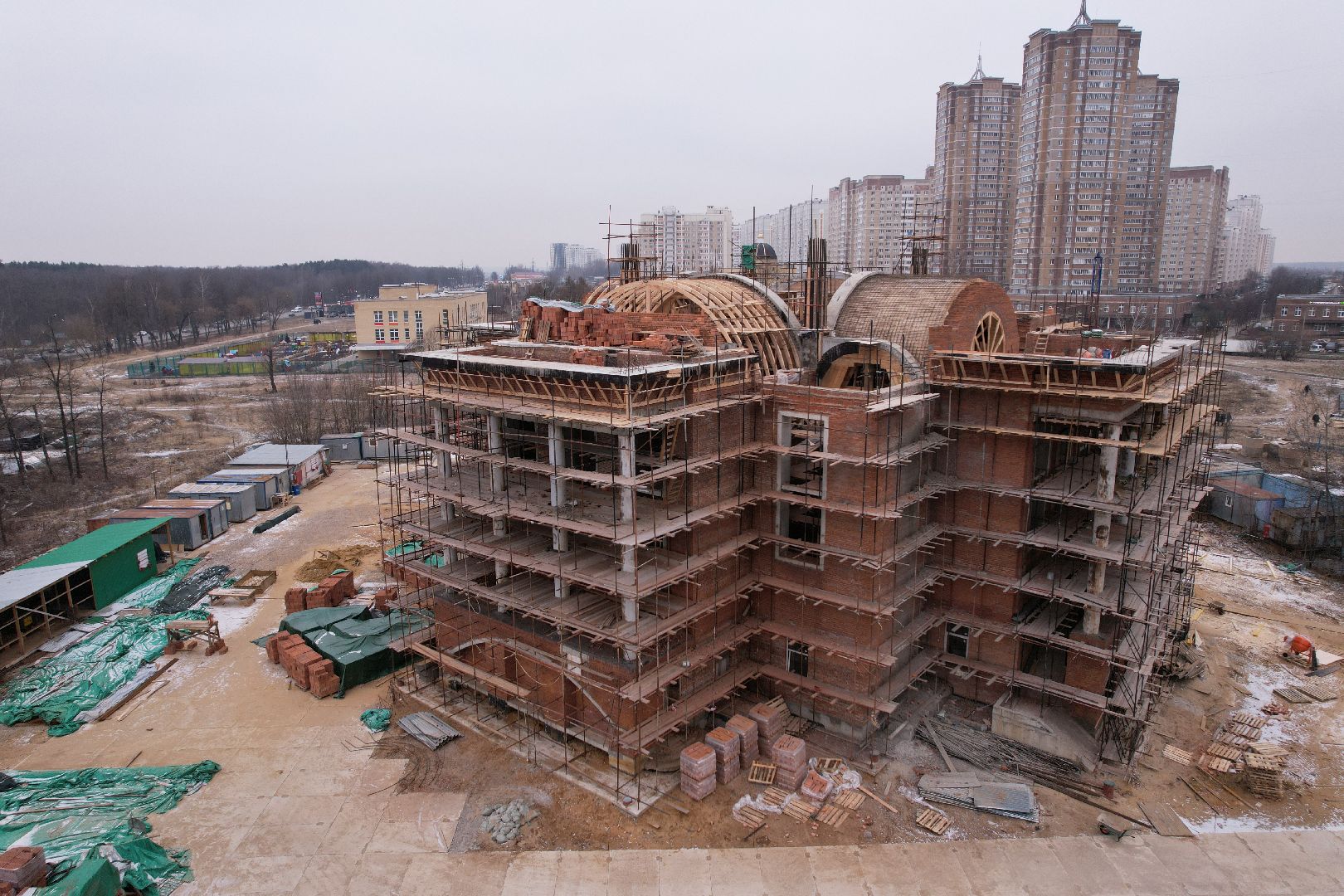 видео с коптера, подольск, строительство храма,