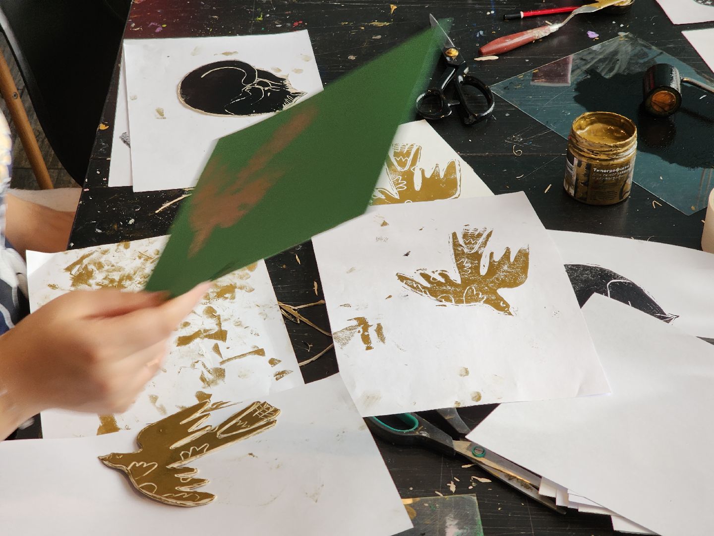 Черноголовка, Учителя, Линогравюра,