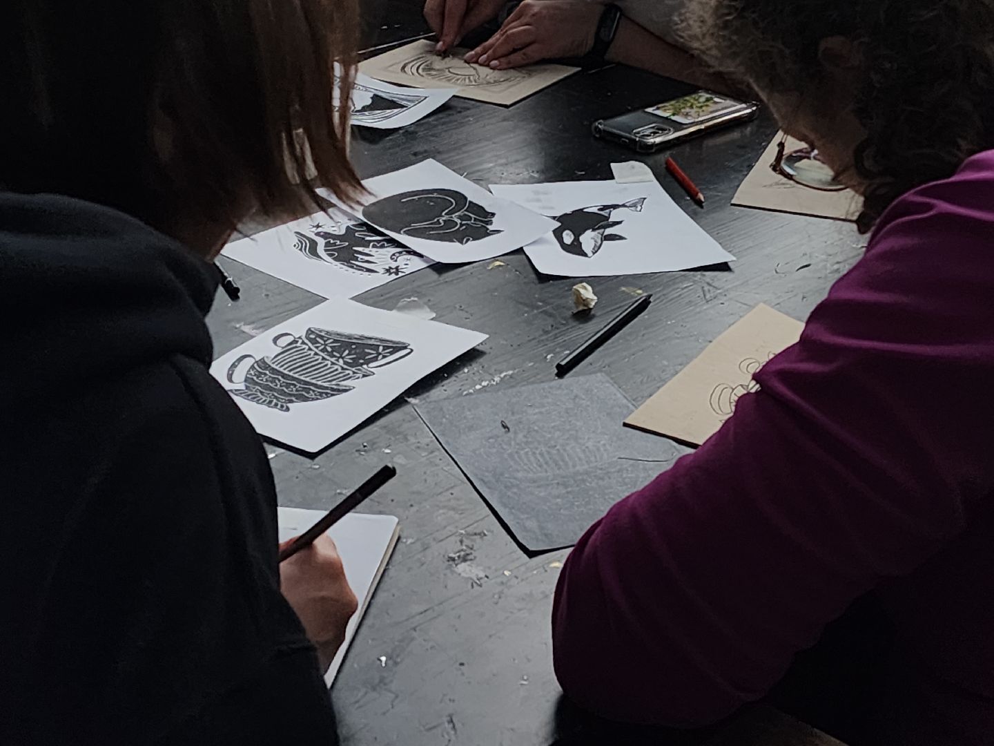 Черноголовка, Учителя, Линогравюра,