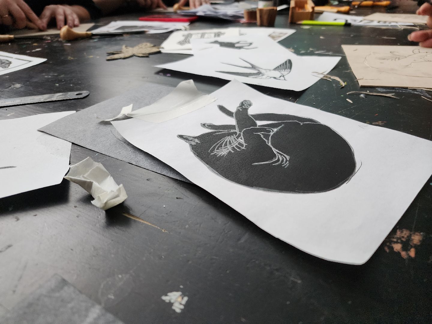 Черноголовка, Учителя, Линогравюра,