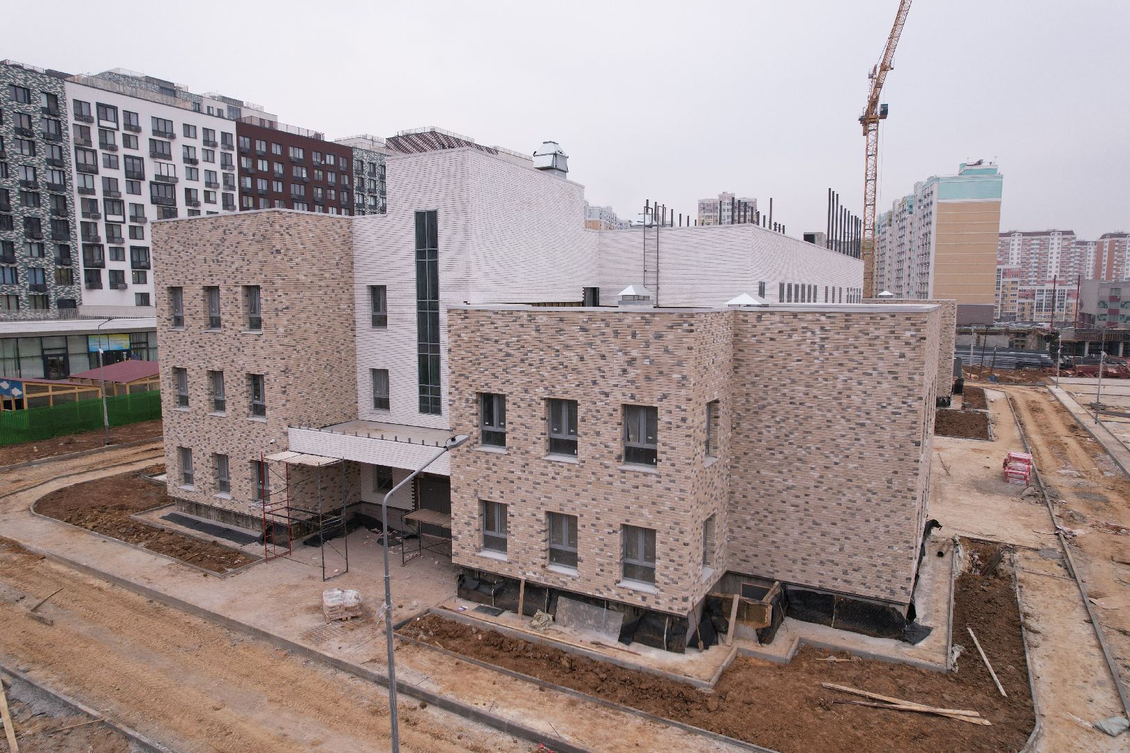 видео с коптера, ленинский городской округ, детский сад, строительство,
