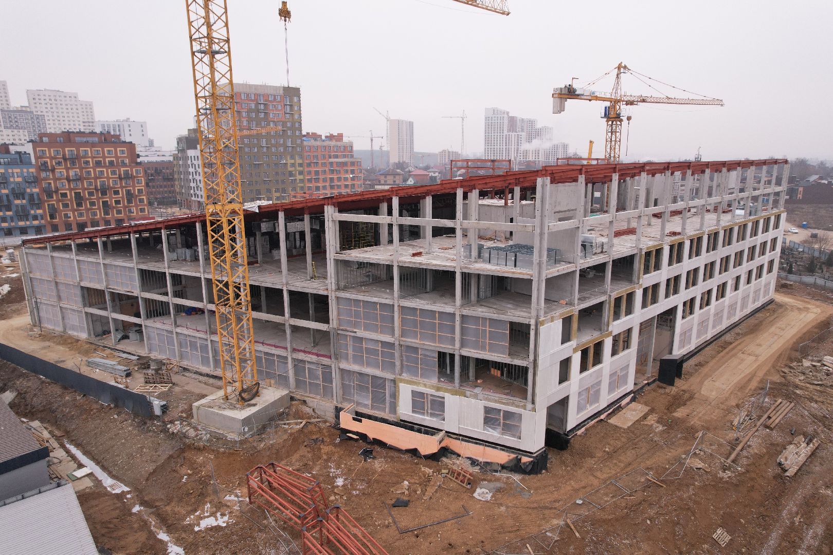 видео с коптера, ленинский городской округ, школа, строительство, жк первый квартал,