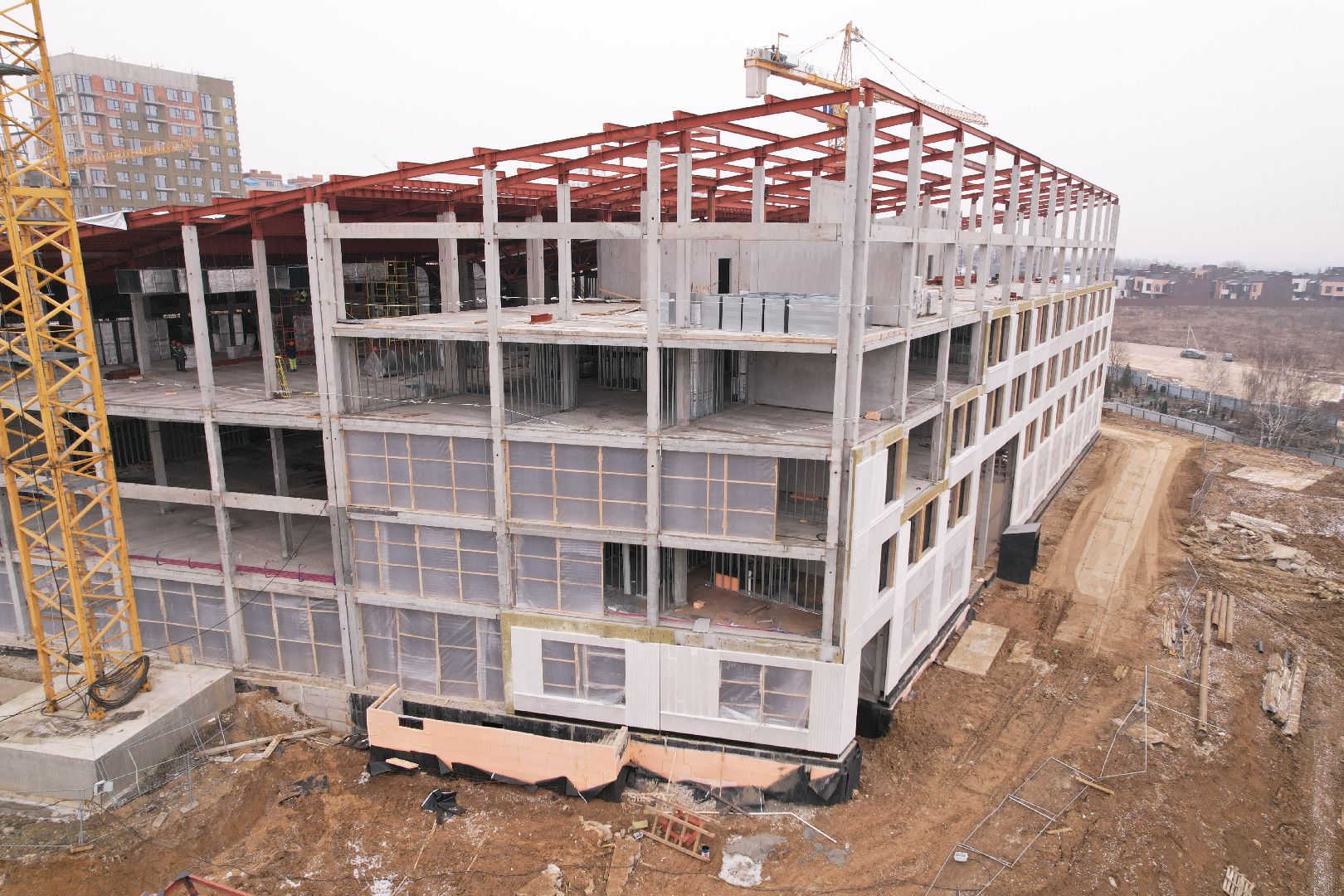 видео с коптера, ленинский городской округ, школа, строительство, жк первый квартал,