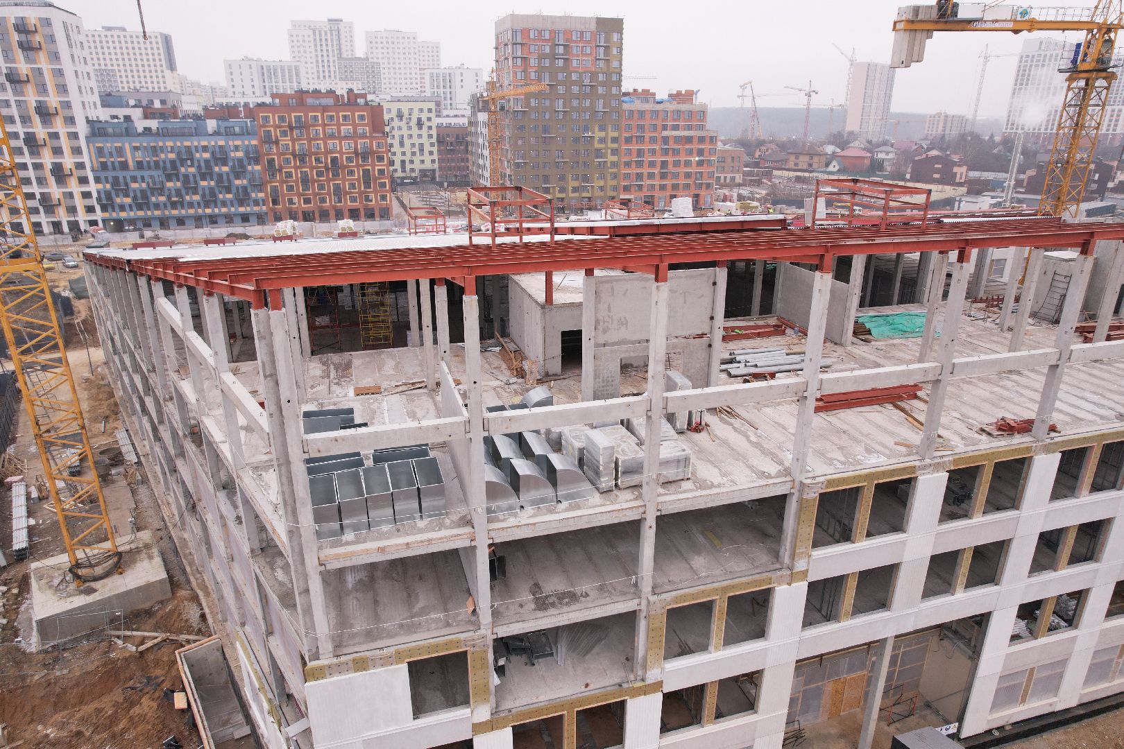 видео с коптера, ленинский городской округ, школа, строительство, жк первый квартал,