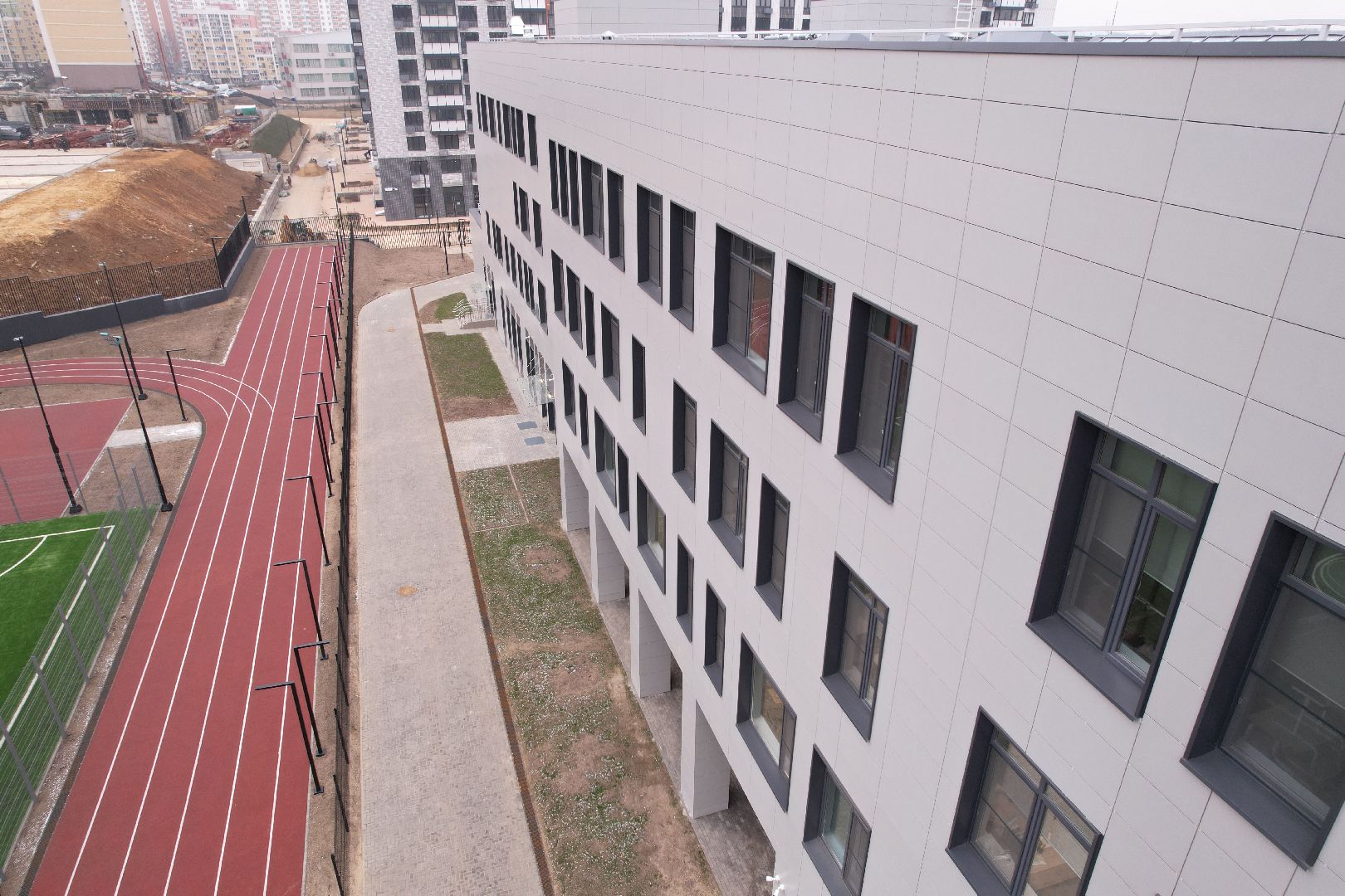 видео с коптера, видное, ленинский городской округ, школа, строительство,