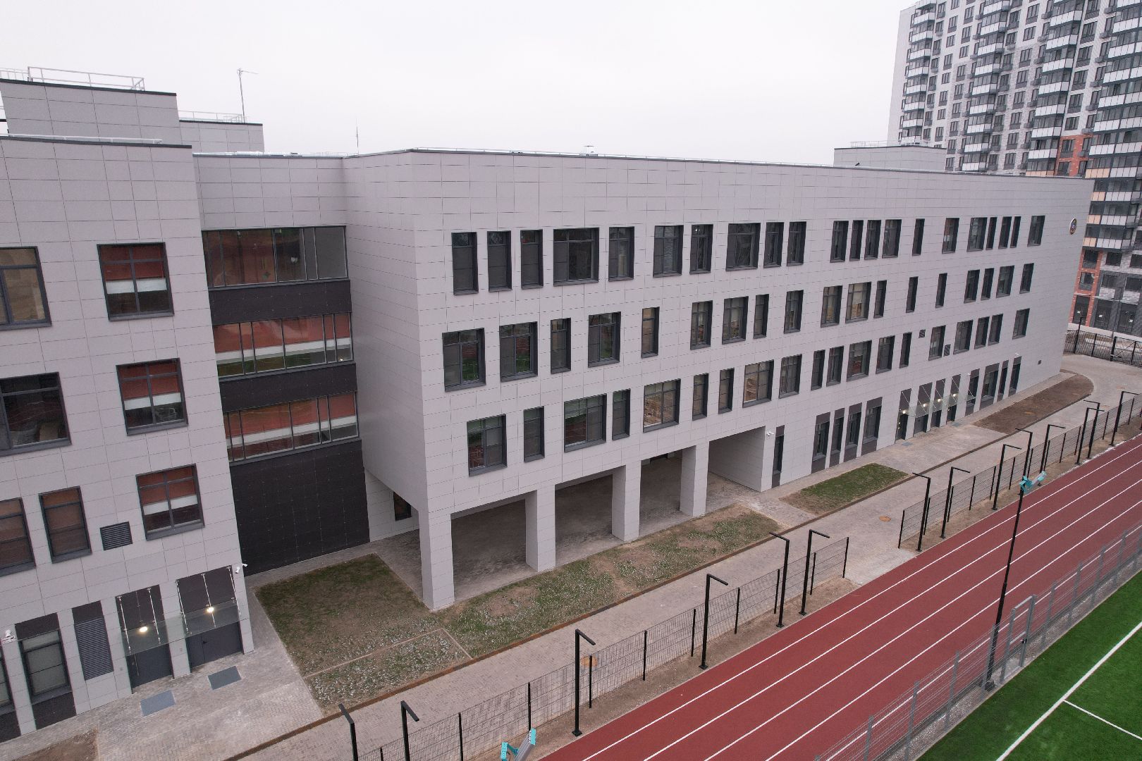 видео с коптера, видное, ленинский городской округ, школа, строительство,