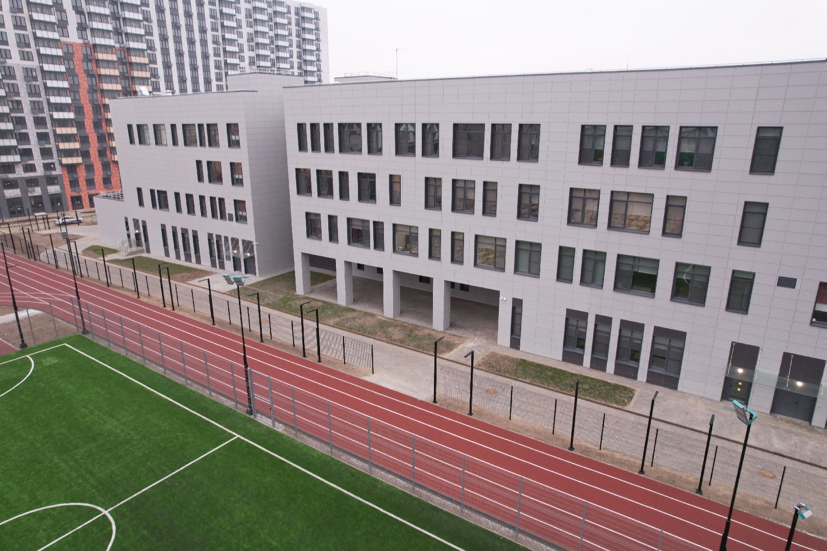 видео с коптера, видное, ленинский городской округ, школа, строительство,