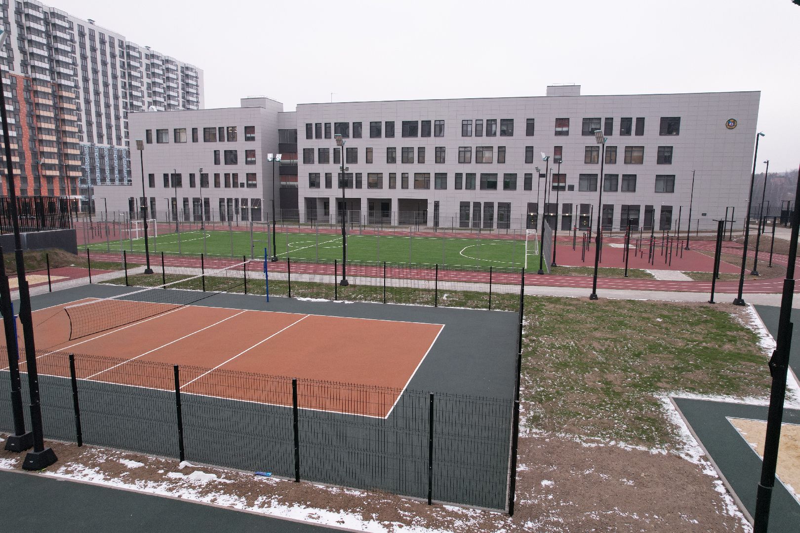 видео с коптера, видное, ленинский городской округ, школа, строительство,