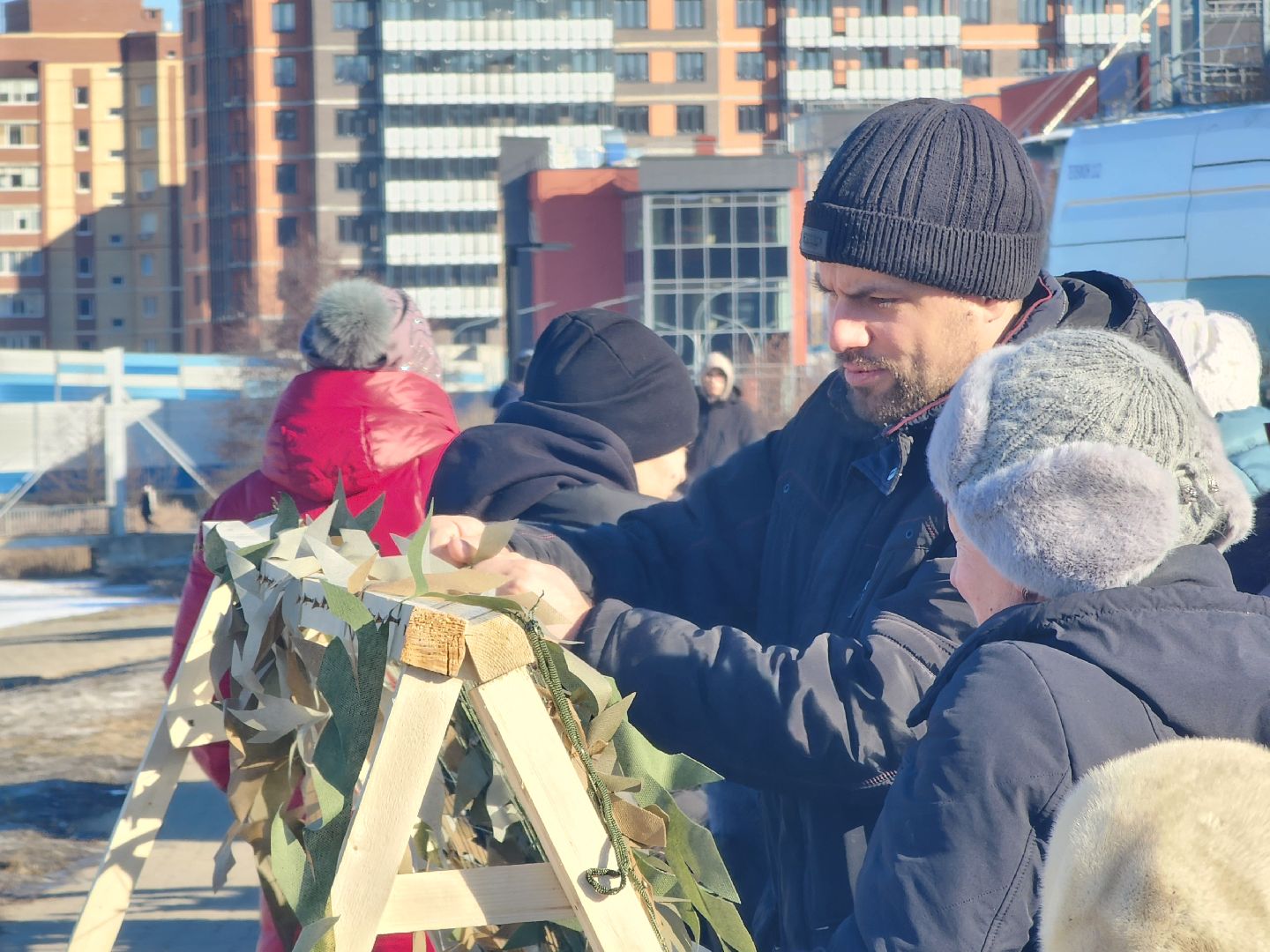 Дубна, День защитника Отечества, Разрешите поздравить, Маскировочная сеть, Мастер-класс, Совет ветеранов, вертикалки,