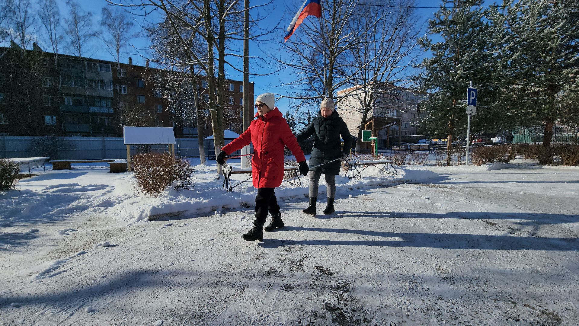 серпухов, центр социального обслуживания и реабилитации Серпуховский, улица лермонтова, скандинавская ходьба, незрячие инвалиды,