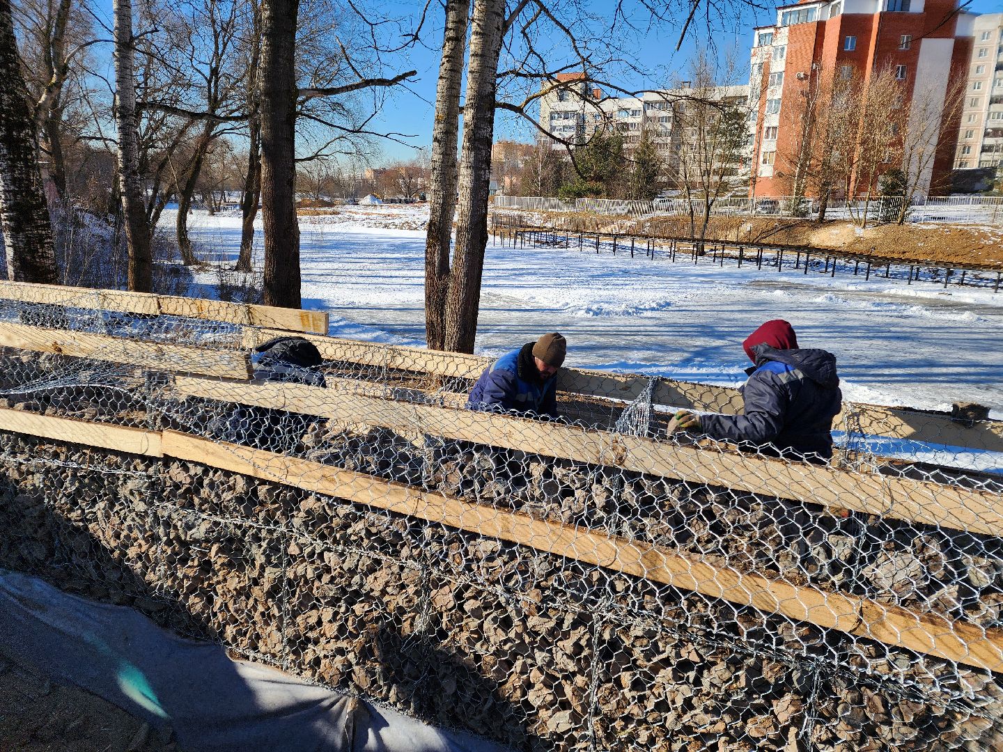 Чехов, улица Береговая, набережная реки Теребенка, благоустройство, обновление, реконструкция, подпорные стенки, габионы, укрепление откосов и склонов, госпрограмма московской области, формирование комфортной городской среды, нацпроект жилье и городская среда, вертикалки,