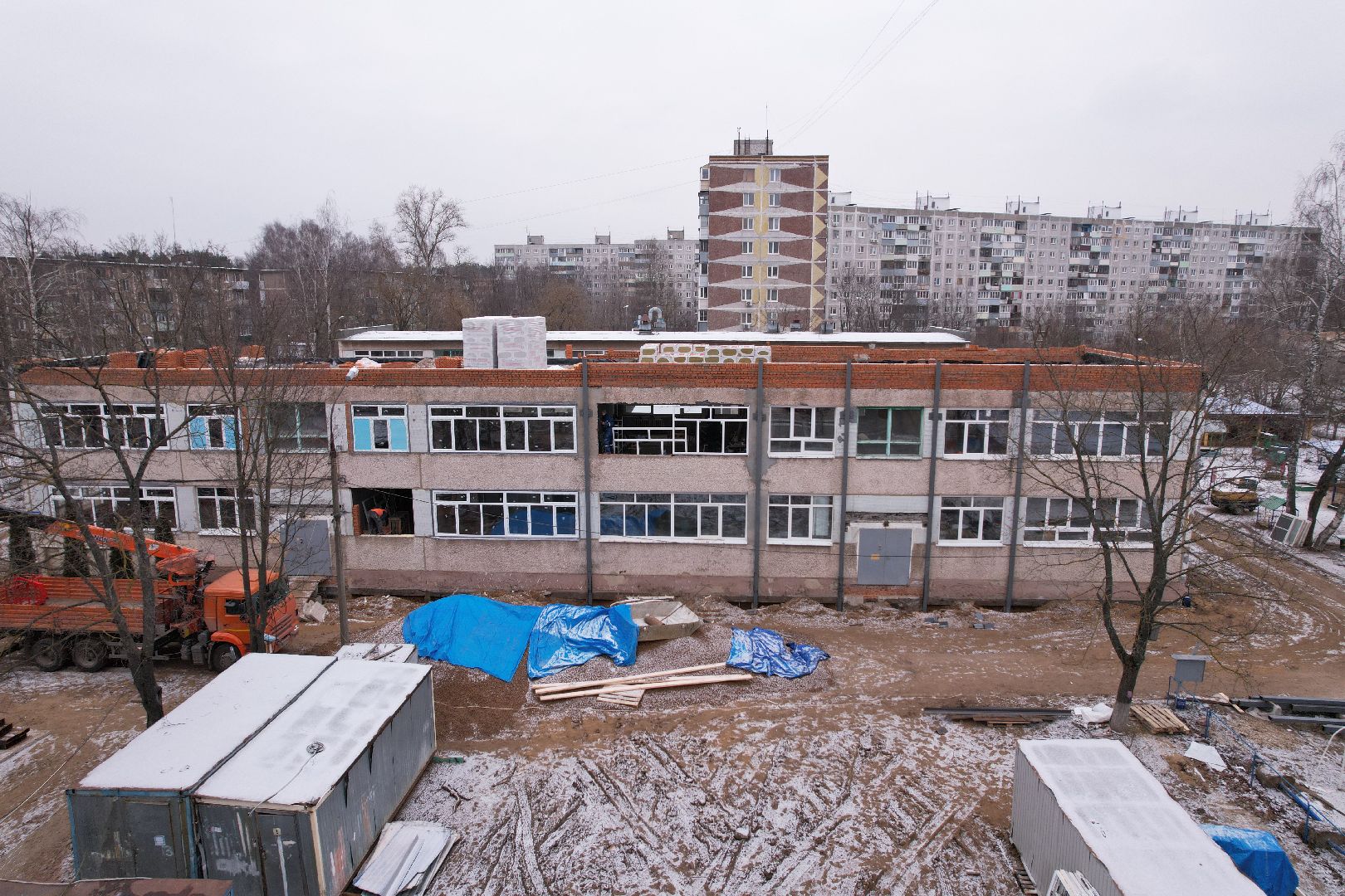 видео с коптера, орехово-зуево, детский сад, ремонт,