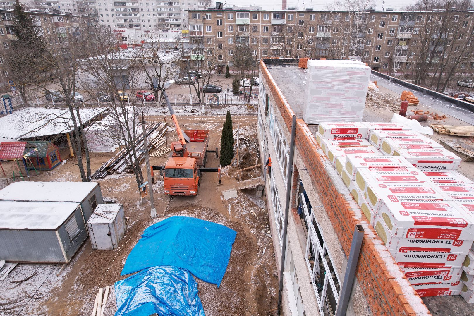 видео с коптера, орехово-зуево, детский сад, ремонт,