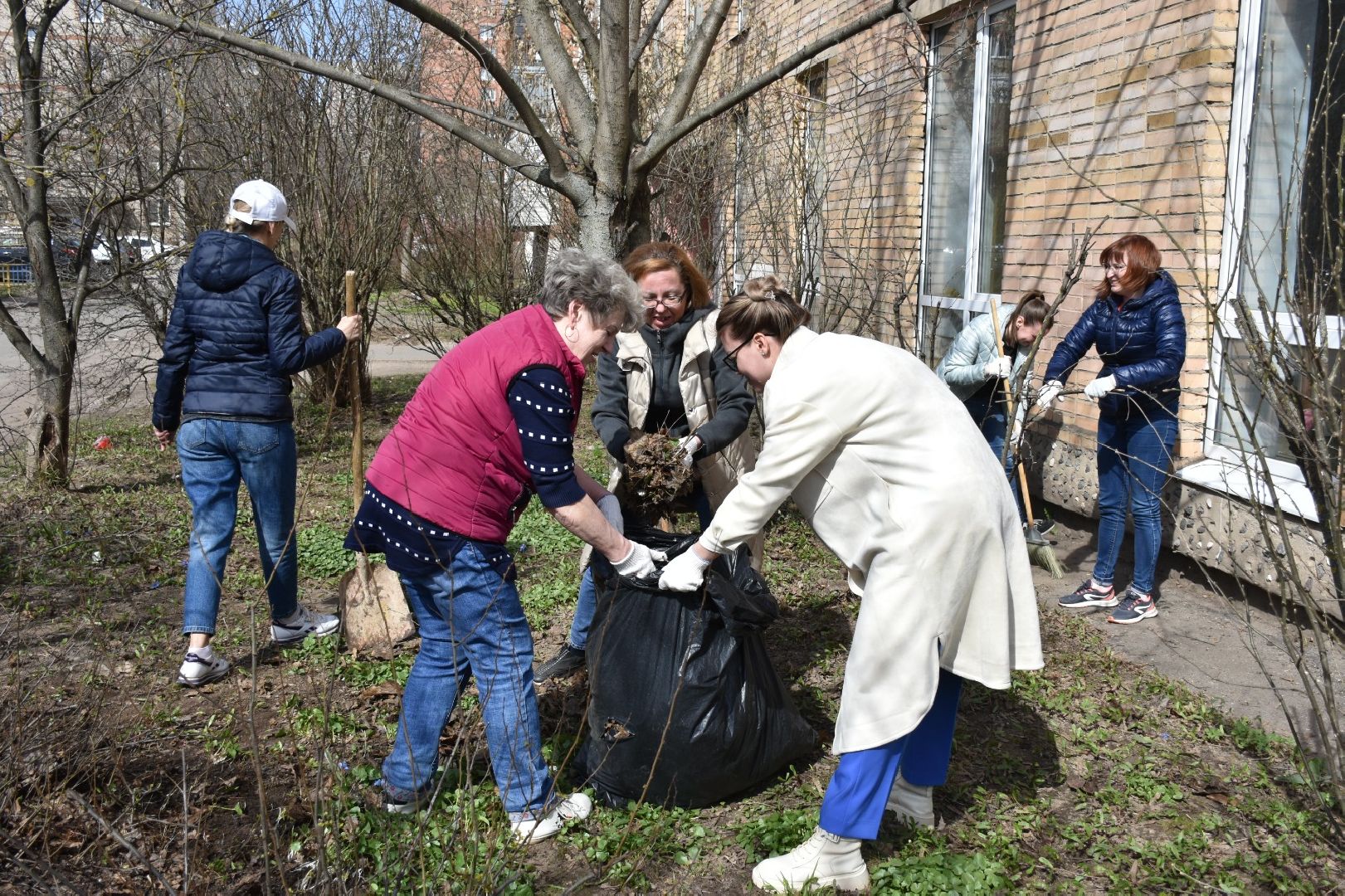 Красноармейск, Пушкинский, клумбы, субботник, весенние цветы