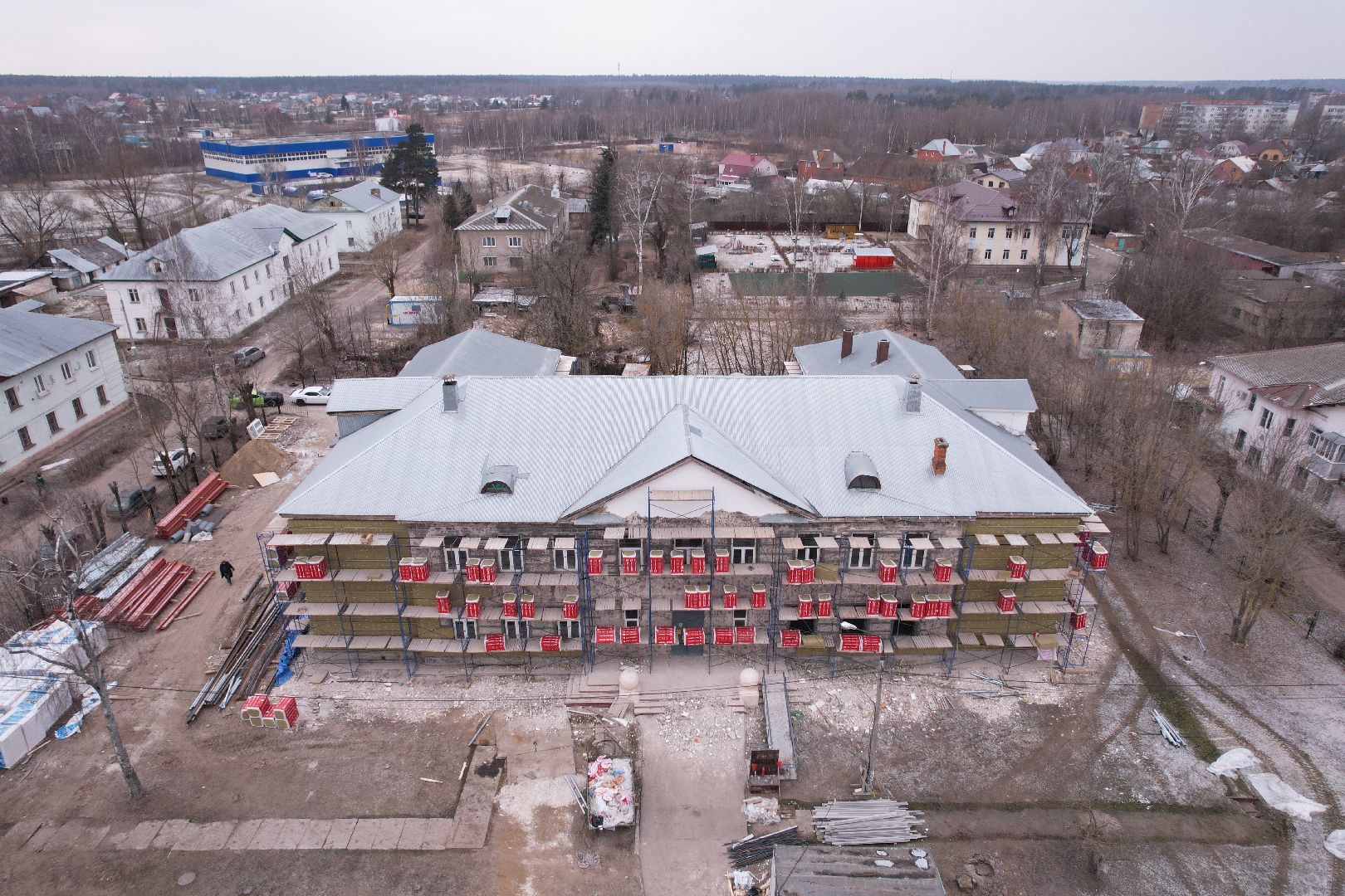 видео с коптера, орехово-зуево, демихово лицей, строительство,