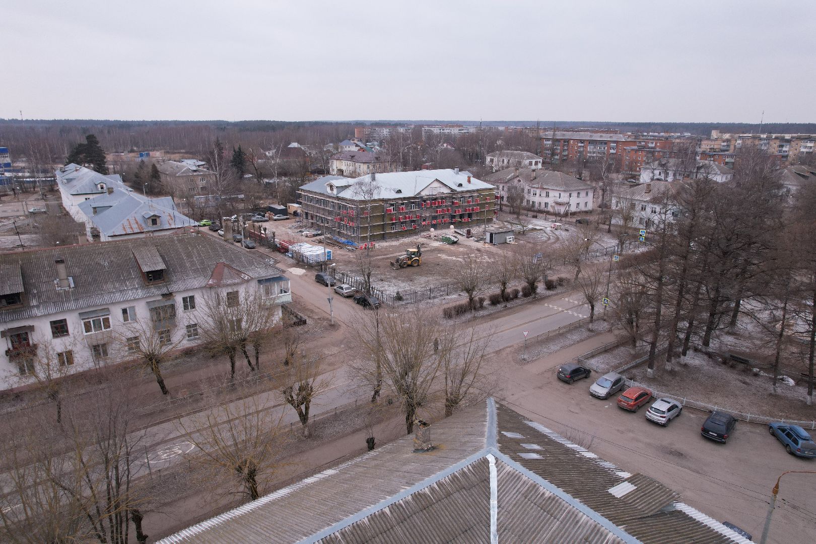 видео с коптера, орехово-зуево, демихово лицей, строительство,