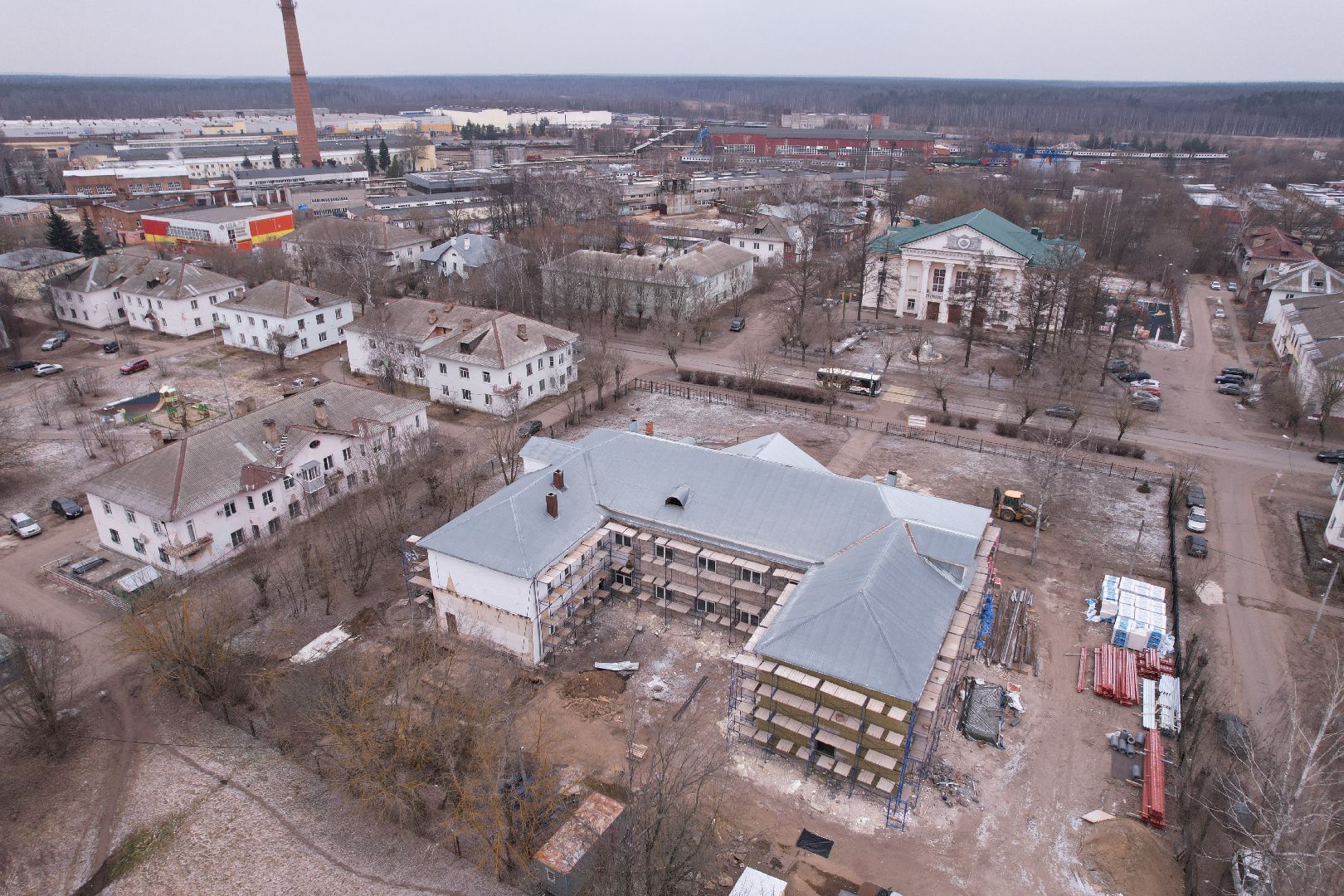 видео с коптера, орехово-зуево, демихово лицей, строительство,