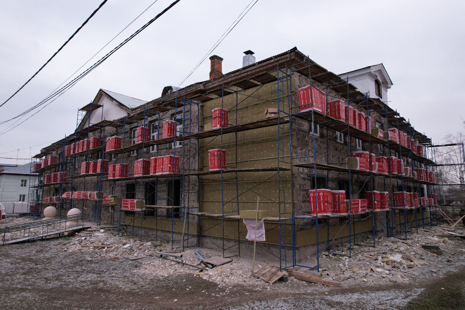 видео с коптера, орехово-зуево, демихово лицей, строительство,