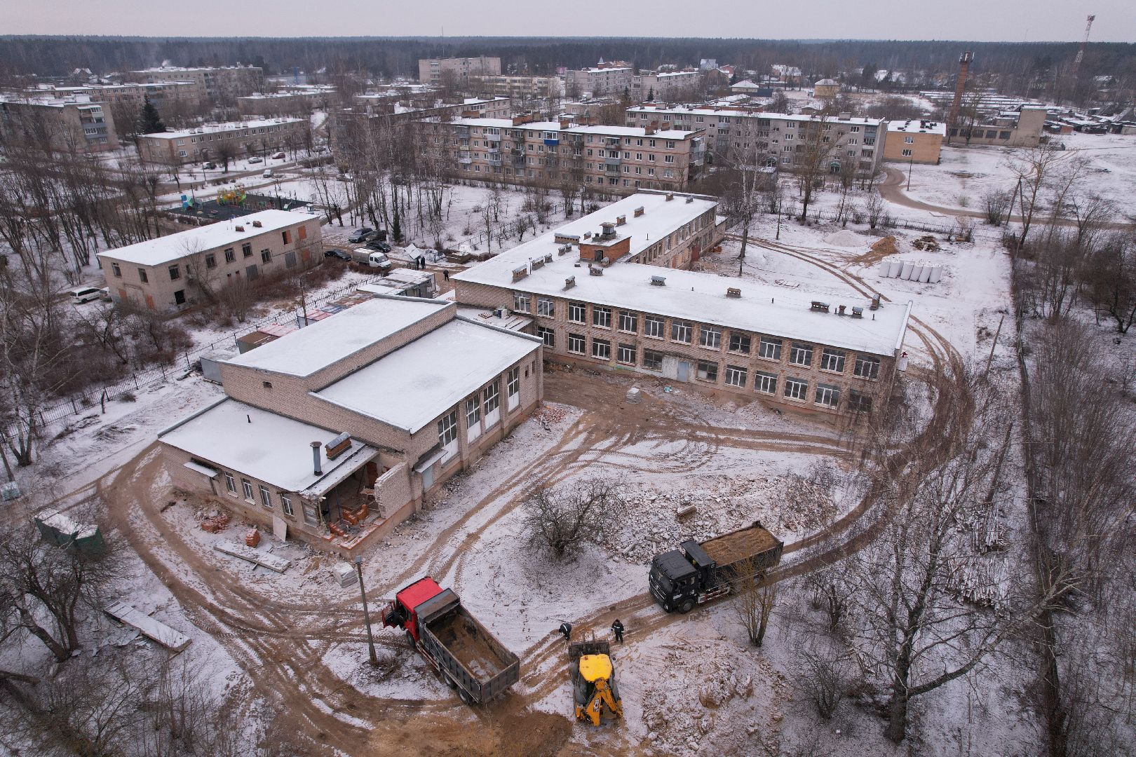 видео с коптера, орехово-зуево, малая дубна, строительство, ремонт школы,