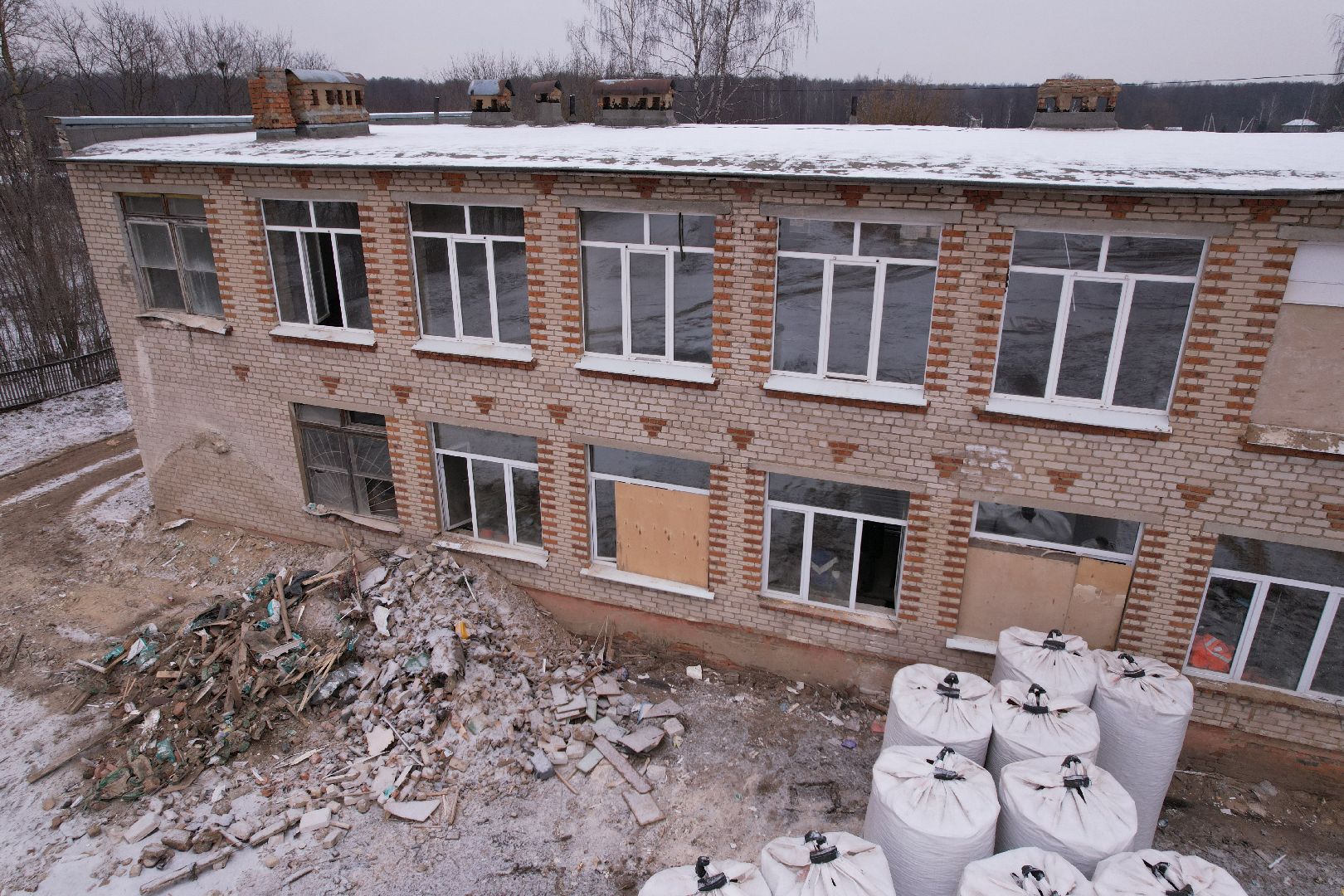 видео с коптера, орехово-зуево, малая дубна, строительство, ремонт школы,