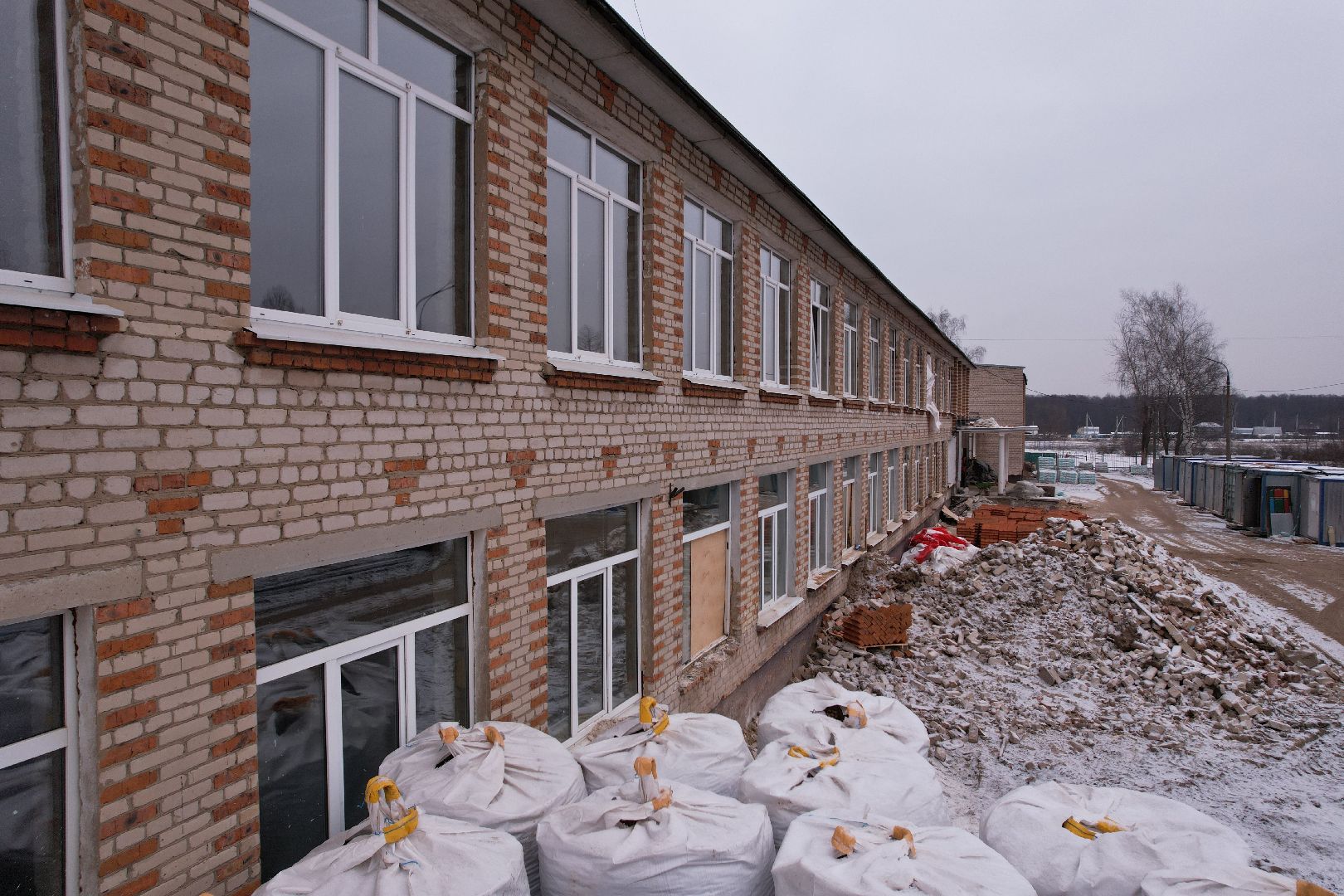 видео с коптера, орехово-зуево, малая дубна, строительство, ремонт школы,