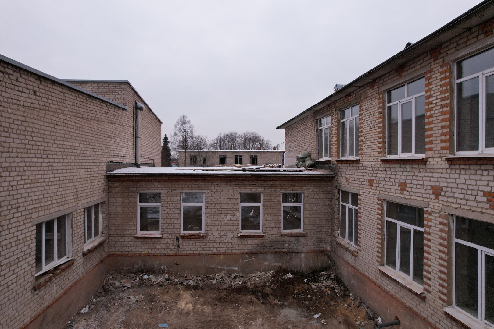 видео с коптера, орехово-зуево, малая дубна, строительство, ремонт школы,