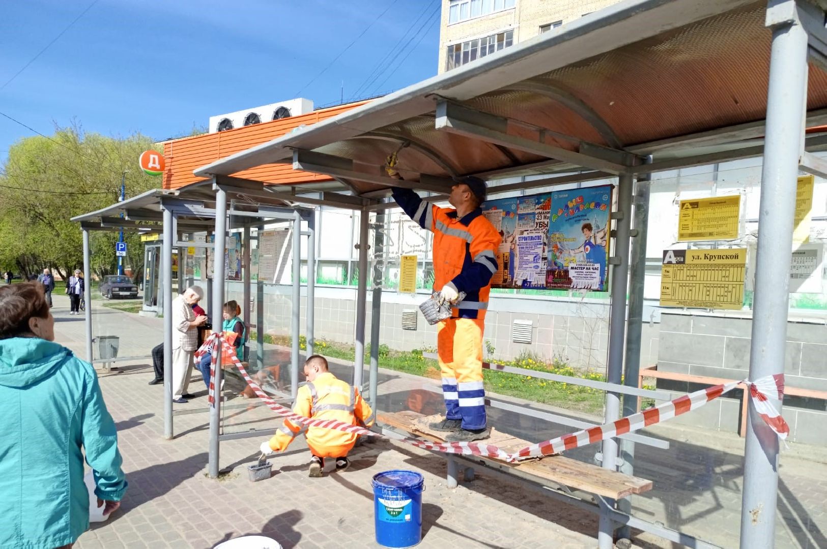 благоустройство, транспорт, остановочные комплексы, серпухов, автобусные остановки, покраска остановок,